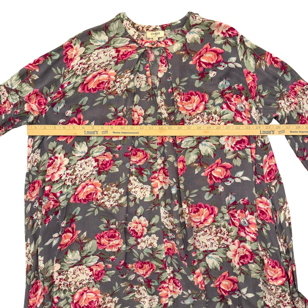 UMGEE Tunic Women LARGE Mini Dress Floral Bohemian Cottagecore Spring Party - Picture 8 of 10